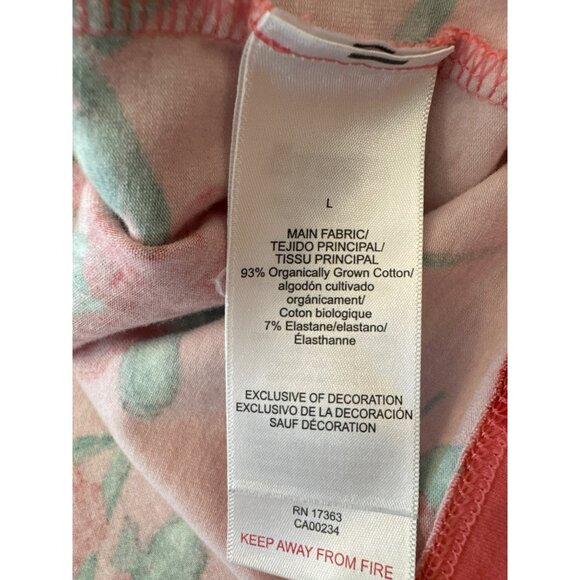 Bedhead Short-Sleeve Pajama Top Large Organic Cotton Stretch Floral Roses Pink - Picture 4 of 4